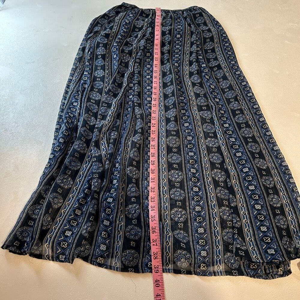 Hollister Boho Maxi Skirt Small Blue Geometric Floral Print Flowy Summer Beach S - Picture 5 of 5